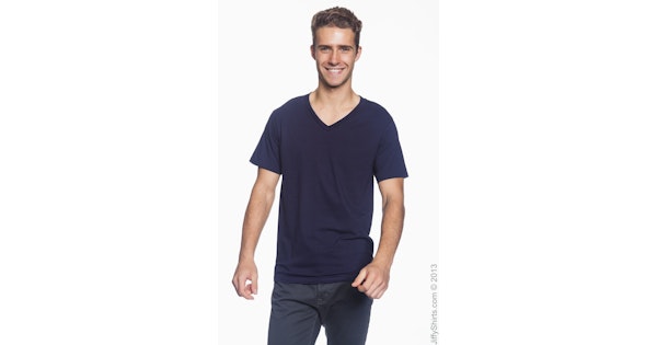Anvil Unisex Lightweight V Neck T Shirt 982 Navy | Jiffy
