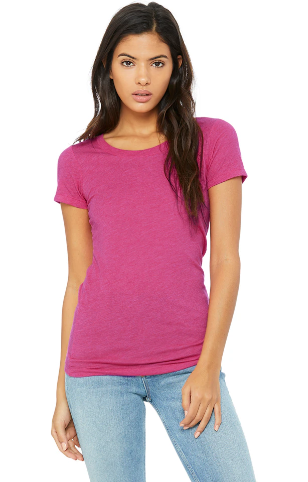 Bella + Canvas Women's Triblend Short-Sleeve T-Shirt - Soft Maroon Tee (Style B8413)