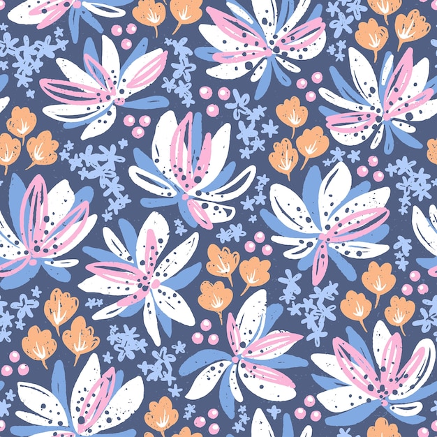 Vibrant Floral Pattern with Whimsical Blooms and Polka Dots | Jiffy Designs