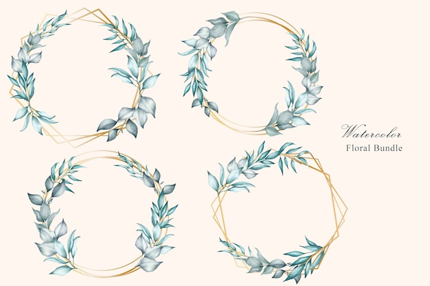 Elegant Watercolor Floral Wreaths with Golden Accents | Jiffy Designs