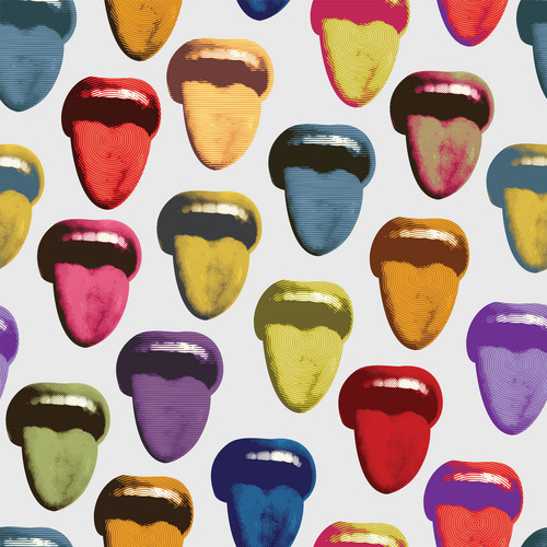 Colored Seamless Pattern With Lips That Smile And Show Tongue And Teeth ...