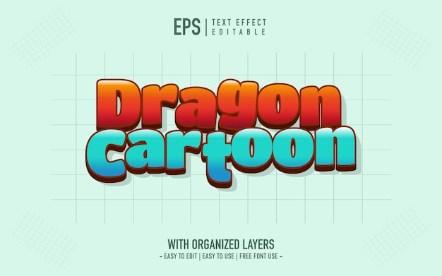 Vibrant Dragon Cartoon Text Effect with Retro Flair | Jiffy Designs