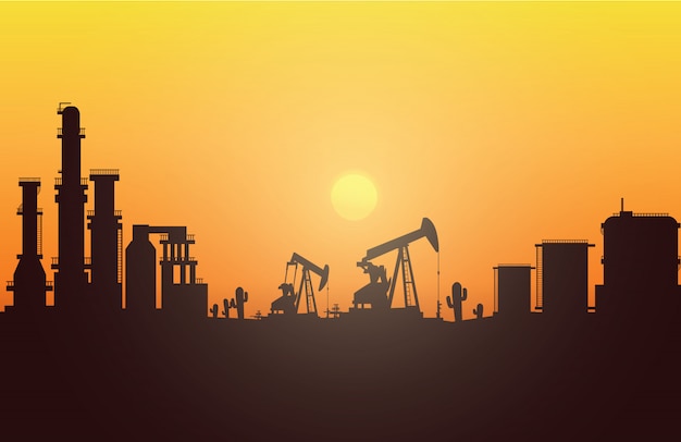 Dramatic Oil Rig Skyline at Sunset | Jiffy Designs