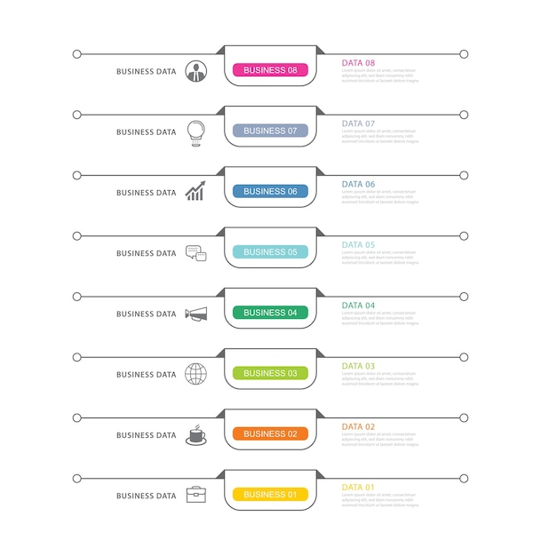 Minimalist Infographic Timeline with Colorful Rectangular Elements ...