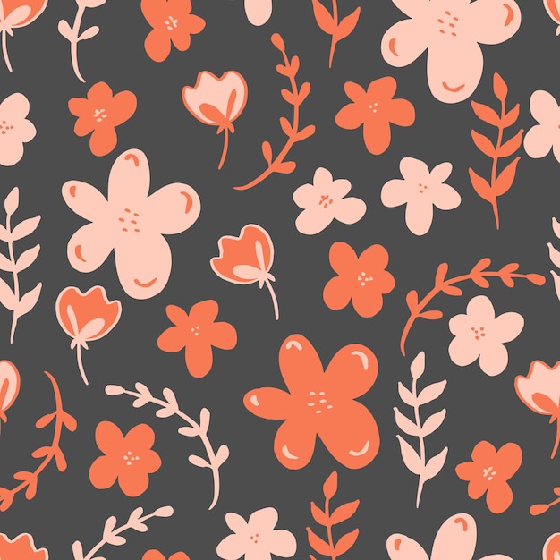 Vibrant Floral Pattern in Shades of Orange and Pink | Jiffy Designs