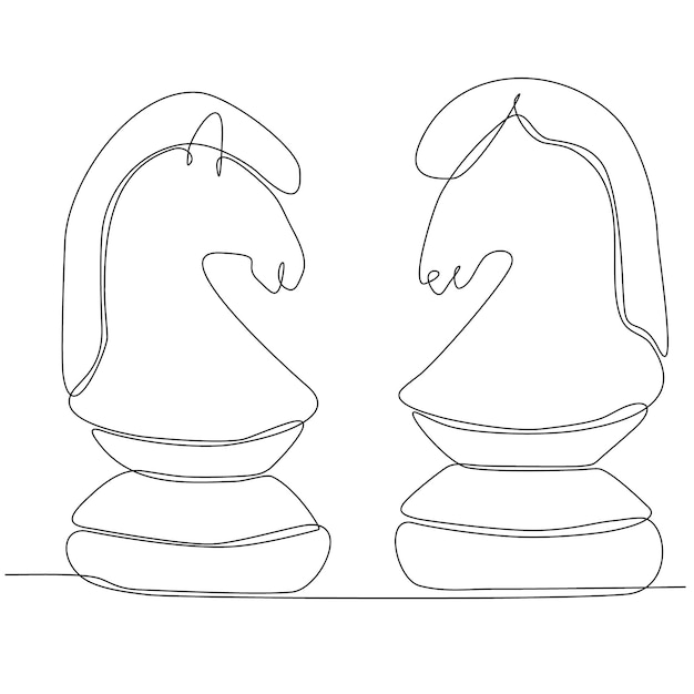 Elegant Intertwined Chess Pieces in Minimalist Outline | Jiffy Designs