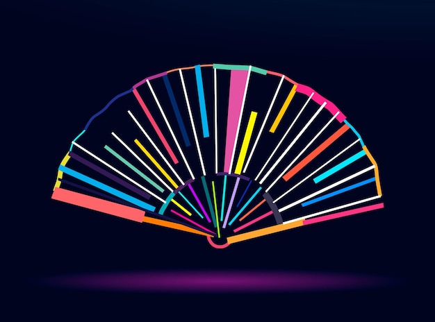 Vibrant Geometric Fan Silhouette Against Midnight Backdrop | Jiffy Designs