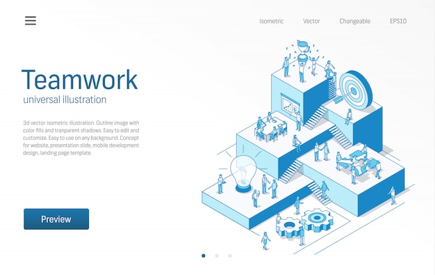 Collaborative Teamwork Illustration Showcasing Diverse Workplace ...