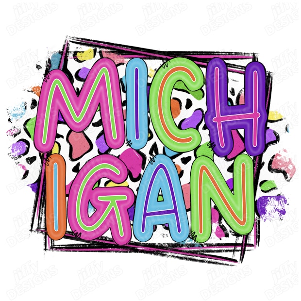 'Michigan' Vibrant Graffiti-Style Letters with Energetic Splatter and ...