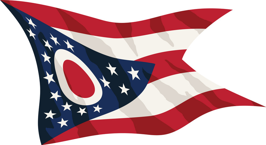 Cool Waving State Of Ohio Flag, In Sharp Red White And Blue, Waving ...