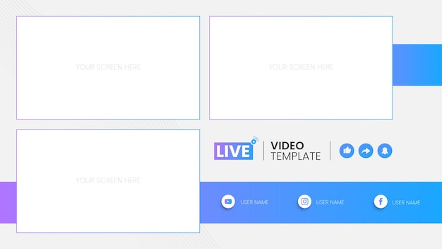 Live Video Template with Minimalist Layout and Social Icons | Jiffy Designs