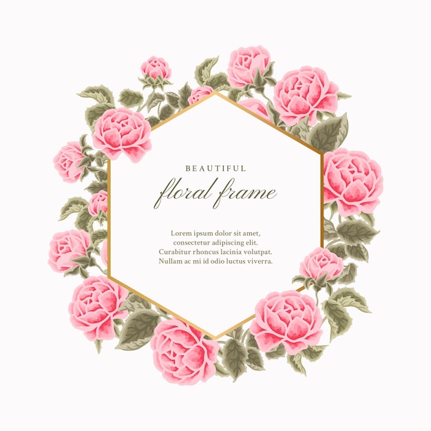 Elegant Floral Frame with Vibrant Pink Roses | Jiffy Designs