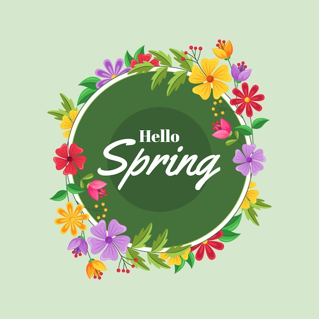 Vibrant Spring Floral Wreath with 'Hello Spring' Text | Jiffy Designs