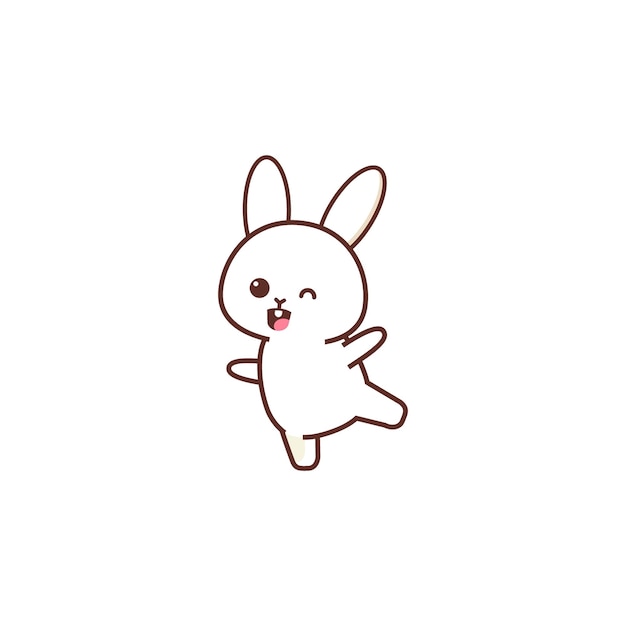 Adorable Dancing Rabbit Cartoon with Simple Lines and Colors | Jiffy ...
