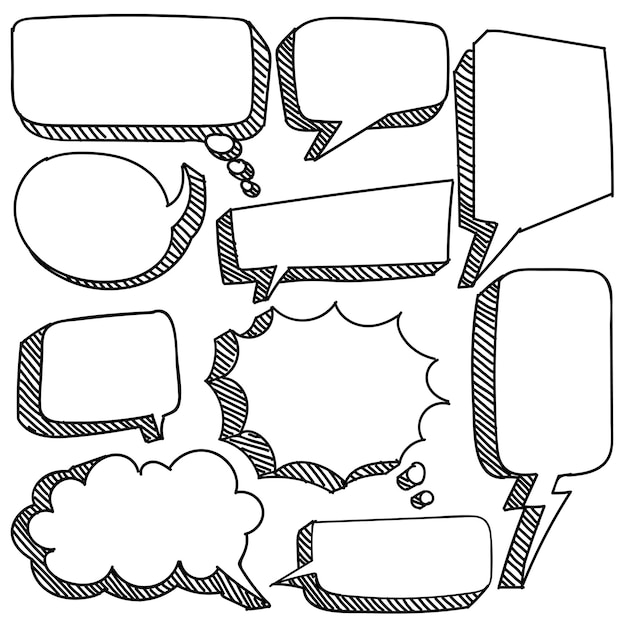 Whimsical Sketch Dialogue Bubbles with Expressive Shapes and Lines ...