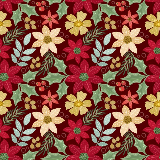 Vibrant Floral Pattern with Red and Yellow Blooms | Jiffy Designs