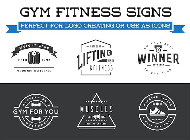 Vintage Gym Fitness Emblems and Logos for Branding | Jiffy Designs