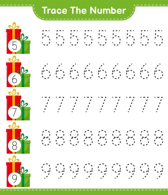 Festive Number Tracing Worksheet for Children | Jiffy Designs
