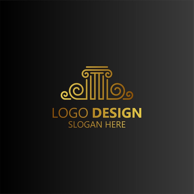 Elegant Golden Pillar Logo with Ornamental Flourishes | Jiffy Designs