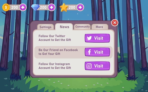 Enchanting Forest Game Menu with Social Media Buttons | Jiffy Designs