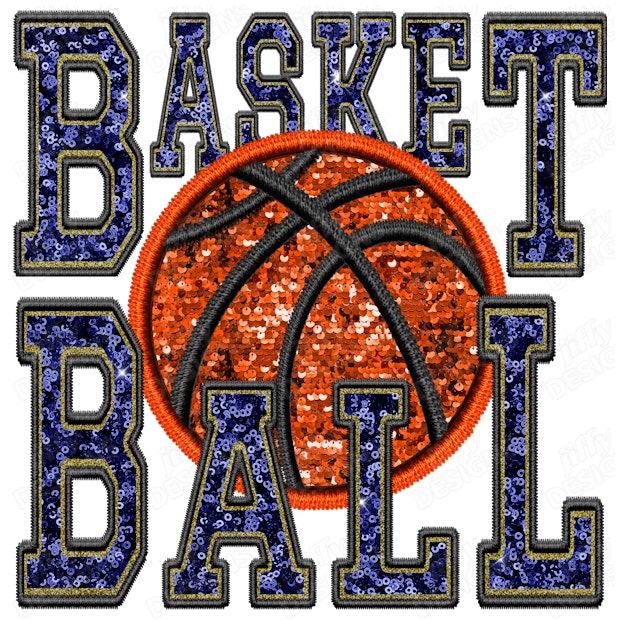 'Basketball' Glittering Text with Vibrant Basketball Graphic | Jiffy ...