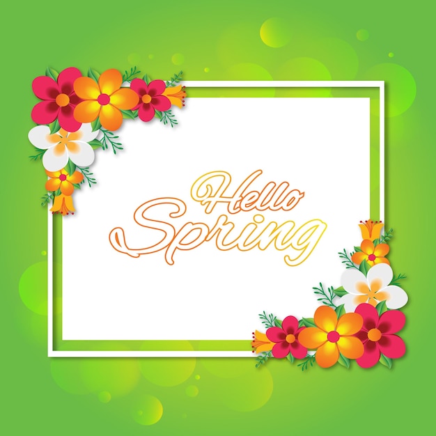 Vibrant Floral Frame with Cheerful 'Hello Spring' Greeting | Jiffy Designs