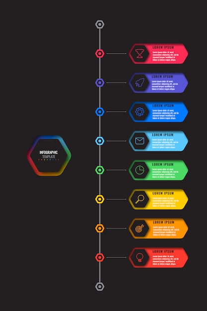 Vibrant Infographic Timeline with Colorful Hexagon Icons | Jiffy Designs