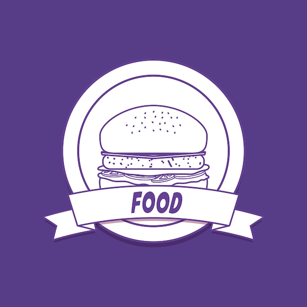 Delectable Burger Emblem with Ribbon Banner | Jiffy Designs