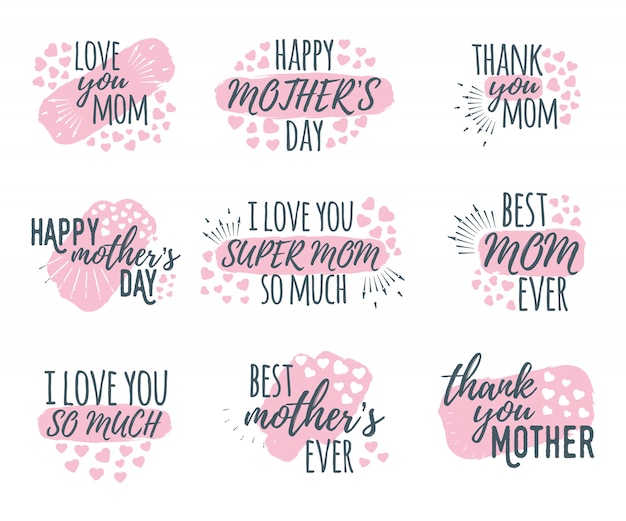 Vibrant Mother's Day Emblem Collection with Heartfelt Sentiments ...