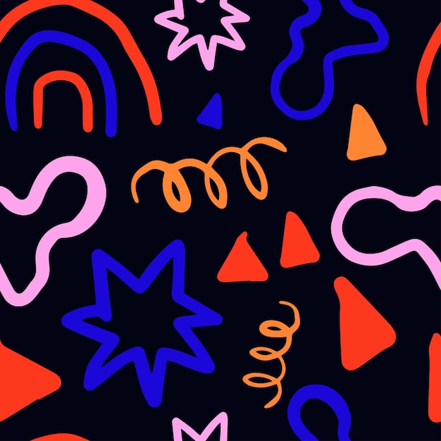 Vibrant Abstract Shapes and Symbols on Black Background | Jiffy Designs