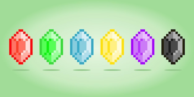 Vibrant Pixel Art Crystals in Rainbow Hues | Jiffy Designs