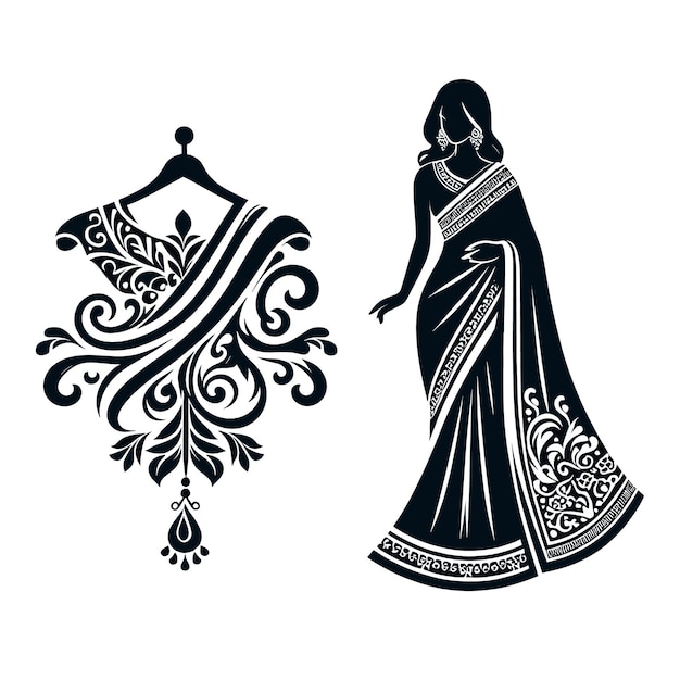 Elegant Silhouettes of Traditional Indian Attire and Patterns | Jiffy ...
