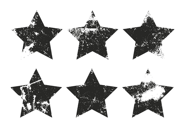 Striking Collection of Distressed Star Shapes in Black and White ...