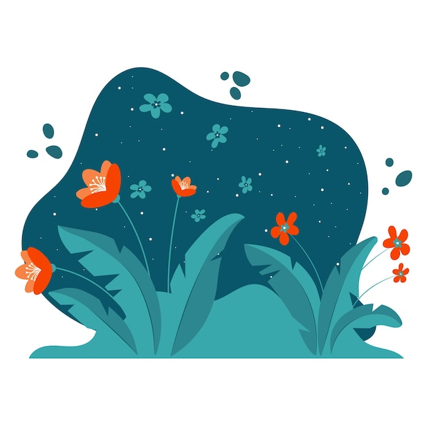 Vibrant Floral Meadow Under the Starry Night Sky | Jiffy Designs