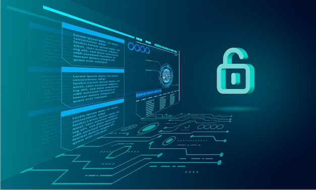 Futuristic Cybersecurity Interface with Glowing Padlock Icon | Jiffy ...