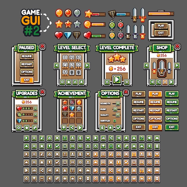 Vibrant Collection of Retro Gaming GUI Elements | Jiffy Designs