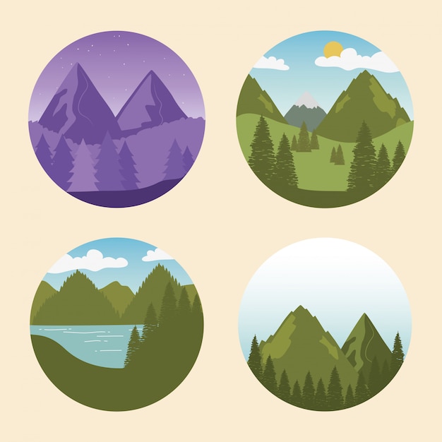 Breathtaking Mountain Landscapes in Vibrant Circular Designs | Jiffy ...