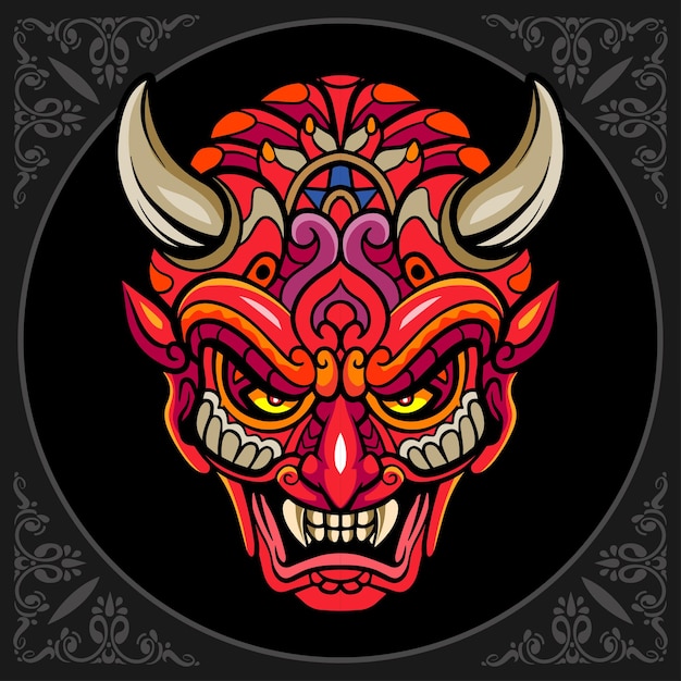 Fiery Demonic Mask: A Vibrant Tribal Design | Jiffy Designs
