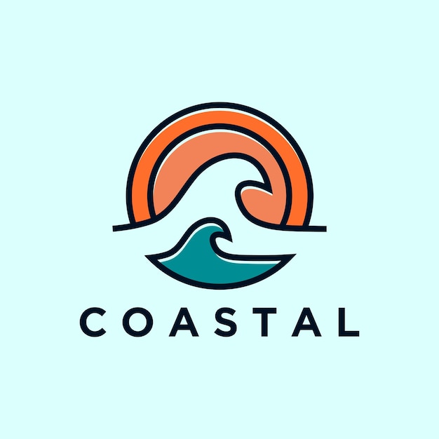 Vibrant Coastal Waves and Sunset Logo Design | Jiffy Designs