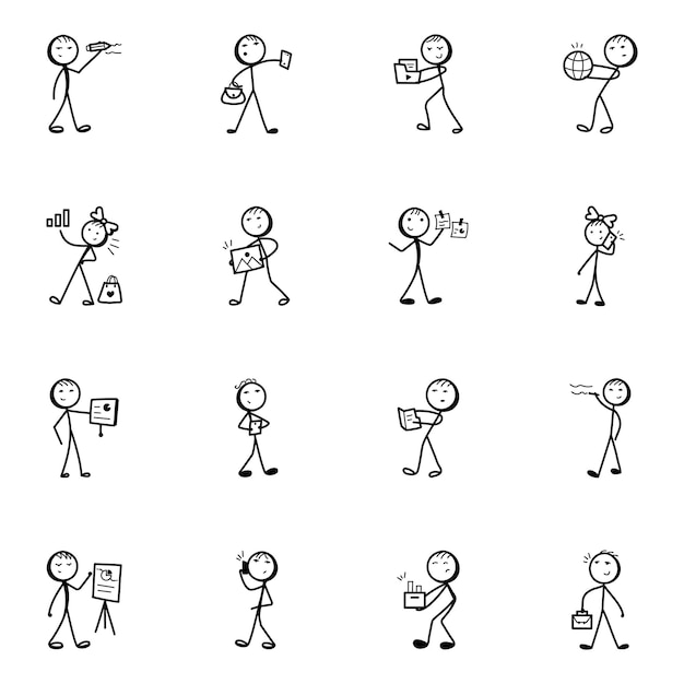 Diverse Stick Figure Illustrations in Minimalist Line Art Style | Jiffy ...