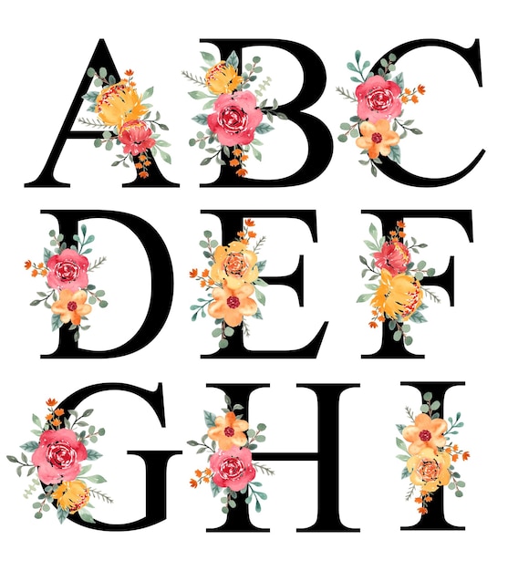 Elegant Floral Alphabet Letters with Vibrant Blooms | Jiffy Designs