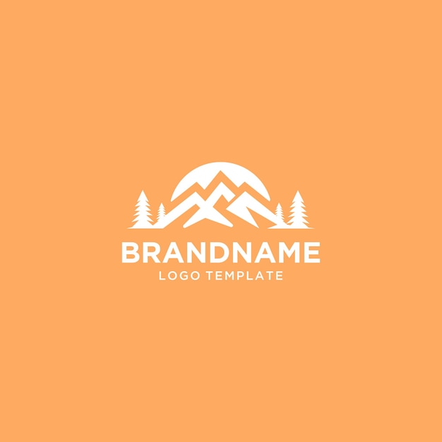 Serene Mountain Landscape with Pine Trees Logo | Jiffy Designs