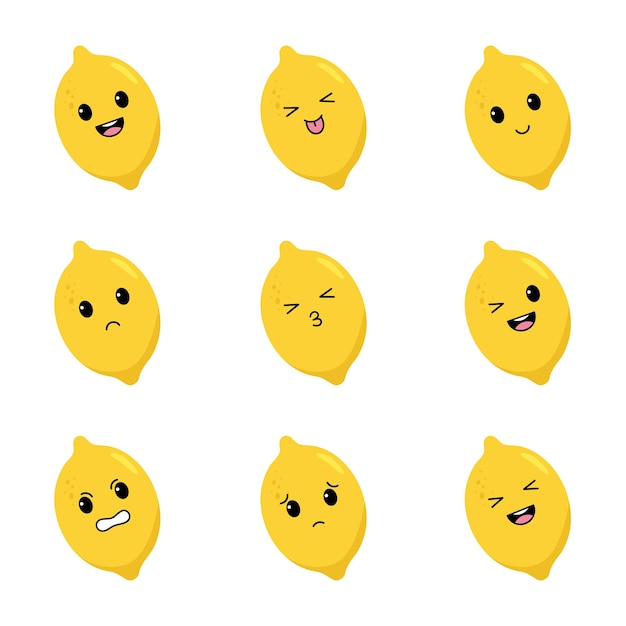 Playful Lemon Faces: A Vibrant Citrus Emoji Collection | Jiffy Designs