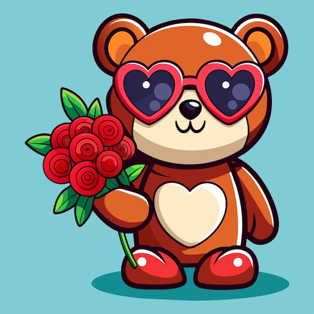 Cute Teddy Bear Holding Vibrant Red Roses | Jiffy Designs