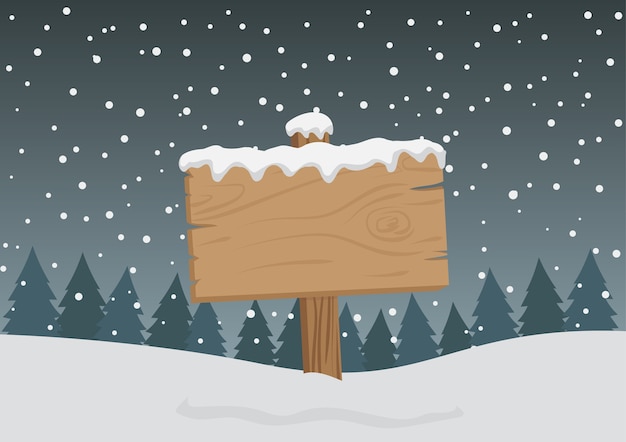 Snowy Woodland Sign with Falling Flakes and Evergreen Trees | Jiffy Designs