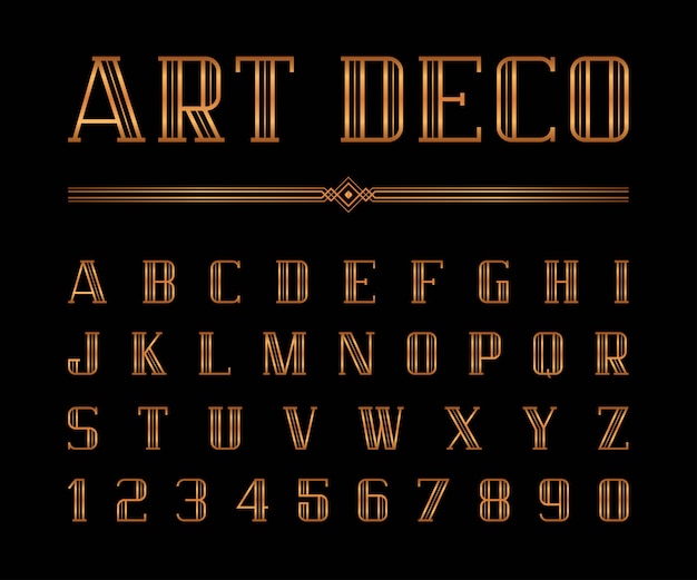Art Deco Inspired Vintage Alphabet Font with Metallic Finish | Jiffy