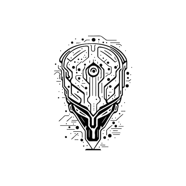 Enigmatic Cyberpunk Emblem with Intricate Circuit Patterns | Jiffy Designs