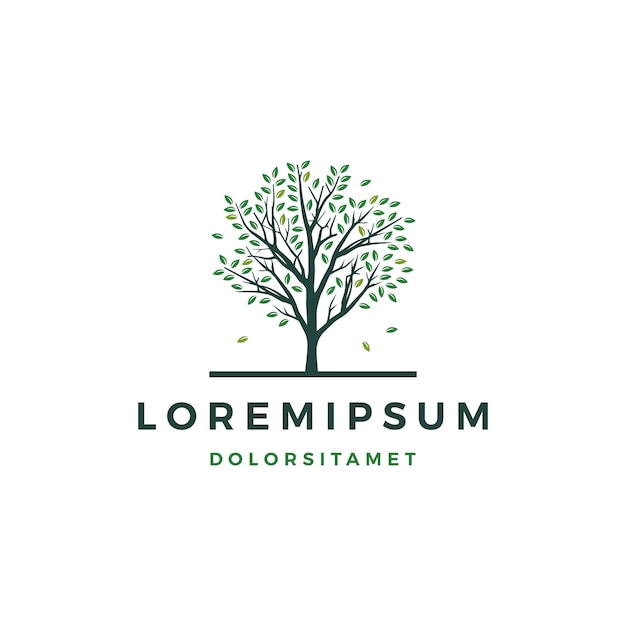 Elegant Tree Logo with Green Leaves and Lorem Ipsum Text | Jiffy Designs