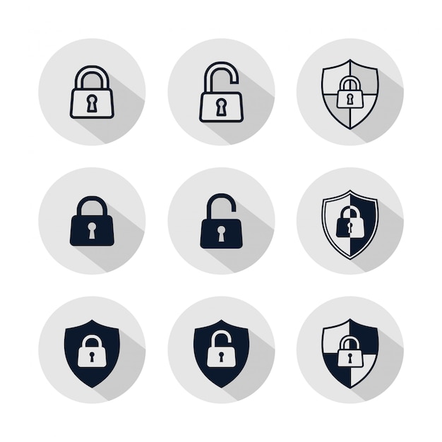 Diverse Lock Symbols in Minimalist Circular Designs | Jiffy Designs