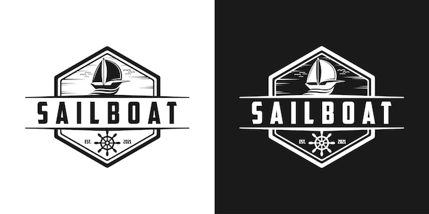 Vintage Sailboat Emblem with Nautical Insignia | Jiffy Designs